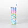 650ml Tie-dye Stainless Steel Straight Cup Creative Cups Tie Dye Insulated Tumblers with Straw and Cover FY4610 SS1107