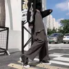 Mode streetwear cargo byxor kvinnor lösa joggare sweatpants avslappnad hög elastisk midja harajuku byxor solid brett ben 210515