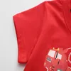 Jumping Meters Ankunft Sommer Rot Jungen Tops mit Autos Drucken Niedliche Kinder T-Shirts für 2-7T Mode Baby T-Shirts Kleidung 210529