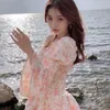Projekt Elegancki Kwiatowy Sukienka Kobiety Casual Szyfonowa Rocznika Mini Dress Y2K Kobieta Party Dress Koreański Lato 210521