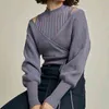Vintage Sexy Shoulder Strapless Knit Sweater Women Pullover Long Sleeve Solid Pull Femme Spring Slim Fit Sueter Mujer 211215