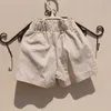 Verão bebê menina shorts algodão solto calças cor sólida praia bonito arco para a roupa adolescente da criança 4 8 12 16T 210723