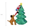 LED Işık Şişme Noel Ağacı ile Komik Noel Baba Köpek Parti Tatil Kapalı Açık Parlayan Noel Dekor Çim Yard Bahçe Atmosfer Sahne