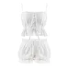 Sexy Vintage Nightwear Lace Pyjama Negligee Sleepwear Sets Slash Neck Top & Shorts Pajamas Summer Dressing Gown Nighties 210809