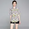 Floral Print Plus Size Topy Damskie Koszule Krótki Rękaw Streetwear Kobiet i Bluzki Elegancka Bluzka Office Femme 210529