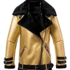 Autumn Winter Women Pu Tops Casual Belted Leather Outwear Fur Casual Thicken Warm Coat Punk Lapel Lamb Wool Black Gold Jacket SH190827