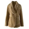 Peles feminino feminino Faux High Quality Casaco de lã genuíno vintage elegante feminino mulheres casacos e jaquetas inverno 2022 casaco