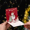 3D Pop Up Christmas Greeting Card with Envelope Sticker Santa Claus Reindeer Snowman Stereo Blessing Cards Xmas Holiday Party Invitations Postcards