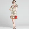 Fashion Runway Sommerkleid Damen Flare Sleeve Floral Stickerei Elegante Mesh Hollow Out Minikleider Vestidos 210520