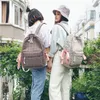 Utomhuspåsar lenlei 2021 mode preppy stil rutig söt skolväska mjuk duk ryggsäckar ankomst kvinnliga elever skola