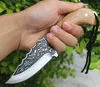 Factory Price Fixed Blade Hunting Knife 440C Satin Blades Full Tang Wood Handle Straight Knives With Leather Sheath