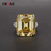 OEVAS Luxury Big Square Pink Yellow White AAAAA+ Zicon S925 Sterling Silver Wedding Rings Girls Birthday Stone Jewelry Dropship 210623