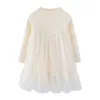 Mudkingdom Baby Girls Spring Automne Pull Robe Rib Knit avec Tulle Toddler Enfants es Vêtements 210615