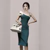 Sexy one shoulder tight piece korean ladies Summer sleeveless cabaret party office bodycon Dresses for women 210602