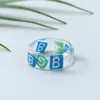 Mixed color personality girls Transparent Resin Ring Party Jewelry Cute Rings For Women Romantic Gifts
