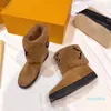 Designer Kvinnor Stövlar Snö Läder Laureat Flat Casual Skor Mjuk Vinter Varm Flickor Sheepskin Brown Black Shoe Luxury Plush 11