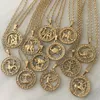 Vintage Gold Zwölf Konstellationen Halskette Für Frauen Mädchen Mann Sternzeichen Symbol Anhänger Geschenk Schlüsselbein Kette Halsketten Edlen Schmuck9861159