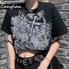 Gothic Stijl Crop Top T-shirt voor Vrouwen Mode Kleding Grunge T-shirt Zomer Harajuku Tee Croptop Goth Emo Alt Kleding dropship 220207