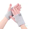 Fünf-Finger-Handschuhe für Damen, Winter, voller Finger, gestrickt, warm, mit Schleife, doppelschichtig, Touchscreen-Handschuh für Mädchen, Outdoor-Aktivitäten, Studieren