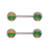 3pcs Nipple Ring Barbell Body Piercing Tongue Studs Jewelry Flashing Rod Outer Thread 14G Stainless Steel Coated Straight