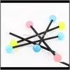 Rings Drop Delivery 2021 T15 100Pcs/Lot ,Mix 5 Color Dotpiercing Body Jewelry Glow In The Dark Fake Tongue Ring Industrial Piercing Barbell K