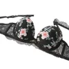 Push up vadderade bh blommig tryckmönster underwired ruffles straps underkläder kvinnor bh Briefs set x0526