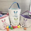 DHL Easter Egg Storage Basket Canvas Bunny Ear Bucket Creative Easter Gift Bag With Rabbit Tail Decoration 8 Styles