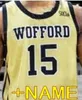 SJ NCAA COLLEGE WOFFORD TERRIERES BASKETBALL JERSEY 25 MESSIAH SJ NES 31 DONOVANテーマラブ33キャメロンジャクソン50マシューペグラムカスタムステッチ