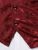 ベストシングルブレストVネックウェディングスーツベストの赤いペイズリーの青銅のウェディングスーツベストの男性ゴシック族aristocrat Steampunk Victorian Gilet Homme 210522