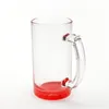 8 Ombre Färger Sublimering Klar 16oz Glas Muggar i Gradient Färg med Coloful Bottenämnen Värmeöverföring Tryck Transparent Öl Tumbler Vattenflaska DIY CUPS