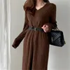 Winter Sweater Women Dress Long Sleeve Sweaters Knitted Dresses Womens Loose Maxi Oversize Knitting Robe Vestido 614B 210420