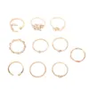 Cluster Anelli Gioielli 10 pezzi Temperamento da donna Elegante anello da dito Apertura multipla Pregevole fattura per la decorazione263k