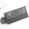 DHL50pcs Wallets Women PU Butterfly Prints Flap Cover Hasp Long Credit Card Holder