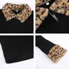 Leopard Furry Patched Ribbed Knit Women's Autumn Y2K Jackets With Fur Warm Winter Female Long Sleeve Coat Zip Up Outwear 210510