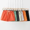Summer Korean-Style College Candy-Colored Elastic Waist Cotton Linen Sports Running Shorts Women's Casual Straight 210420
