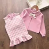 Melario Girls Sweater Dress Otoño Invierno Tops y Princess Outfits Kids Knitted 2Pcs Toddler 211104
