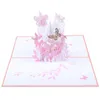 Wenskaarten 3D Verjaardag Up Bloem Blanco Papier Kaart Envelop Anniversary Thanksgiving Kerst vakantie gift vrouwen ambachtelijke roze