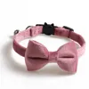 Velvet Bow Pet Collar Leashes med Bell Husdjur Cat Dog Collar Bulldog Schnauzer Corgi valp leveranser