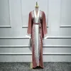 Ramadan Eid Muslim Abayas Dubai Fashion Lace Embroidery Abaya Dresses Musical Robe Prayers Service With Belt F1019 Ethnic Clothing