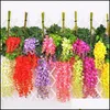 Wreaths Festive Supplies Home & Garden110Cm Wisteria Decor 6 Colors Artificial Decorative Flowers Garlands For Party Wedding House With Drop