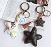 Keyrings Pu Leather Pendant Bag Charms Söt Fashion Present Keychain Ring Holder Flower Dog Giraffe Jewelry Car Key Chain Accessories In Stock