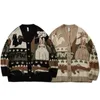 Vintage Strickjacke Pullover Mantel Japanische Harajuku Cartoon Gestrickte Oberbekleidung Hip Hop Streetwear Lose Mode Strickwaren Tops 210918