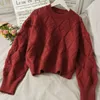 Ezgaa plaid trui vrouwen nieuwe o-hals losse solide gebreide tops herfst winter alles-match uitgehold jumper uitloper trui 210430