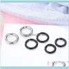 Обруча Jewelryhoop Hie 1pc панк-серьги из нержавеющей стали для женщин мужчины европейский черный цвет без кусочков кружок зажимы уш