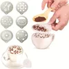 Roestvrij staal Fancy Coffee Decorating Stencils Milk Broth Cake Decoratie Mold Barista Cappuccino Printsjabloon Spray Stencil JY0034