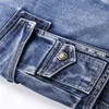 Aboorun Summer Mäns Cargo Denim Shorts Militär Multi Fickor Biker Korta Jeans för Man X1358 H1210