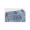 Sommar hög midja bredben jeans shorts casual blå denim båda sido slips mini kort sexig kvinnlig 210430