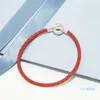 Red Braided Leather Charm Bracelet Original Box sets for 925 Sterling Silver luxury designer jewelry Women Mens Bracelets8626063