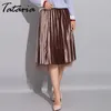Tataria alta cintura longa tutu saia mulheres plissado s 's inverno outono marrom para elegante MIDI 210514