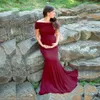Robes de maternité sans épaule accessoires de photographie longue robe de grossesse pour bébé douche Photo Shoots femmes enceintes Maxi robe 2020 Y0924